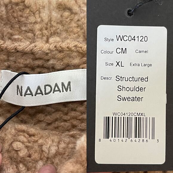 NAADAM NWT Wool Cashmere Structured Shoulder Sweater in Camel Size XL - Picture 11 of 13